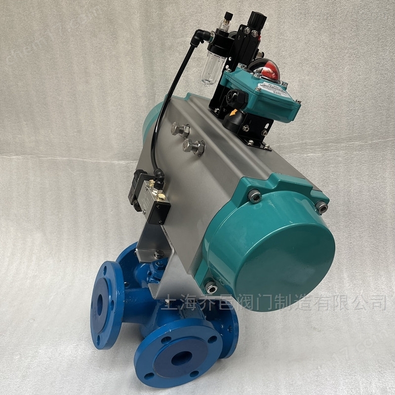 气动沥青保温三通旋塞阀 双电磁阀控制气动保温三通沥青阀