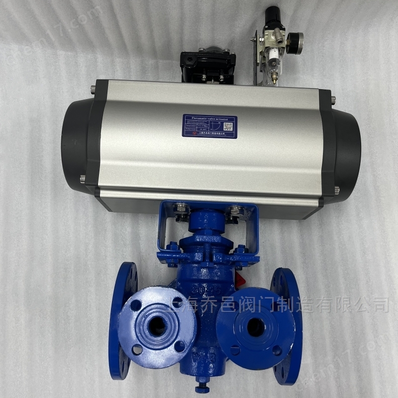 双电磁阀控制气动沥青保温三通阀 双电磁阀控制气动保温三通沥青阀