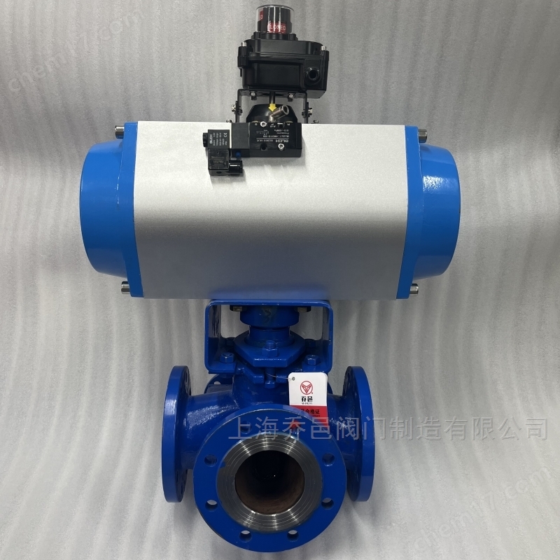 气动沥青保温三通旋塞阀 双电磁阀控制气动保温三通沥青阀